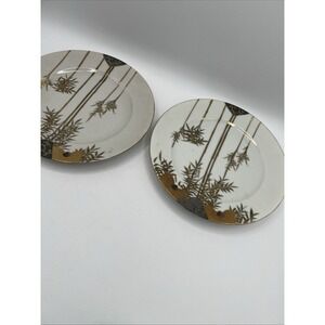 Lot Of 2 Antique Japan Bamboo Porcelain China Gold Salad Dessert Plates